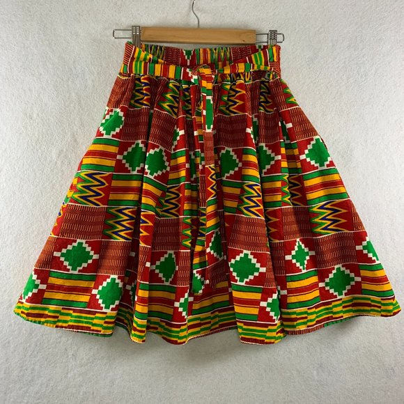 Dresses & Skirts - Look At Me Ankara Womens Skirt Sz S/M Dashiki Print African High Waist Belted